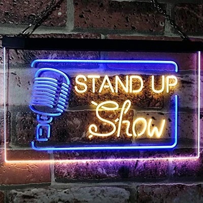 Comedy Comedian Stand Up Show Dual LED Neon Light Sign